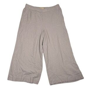 Free-est Free People Wide Leg Linen Blend Pants XL Taupe Mauve Elastic Waist
